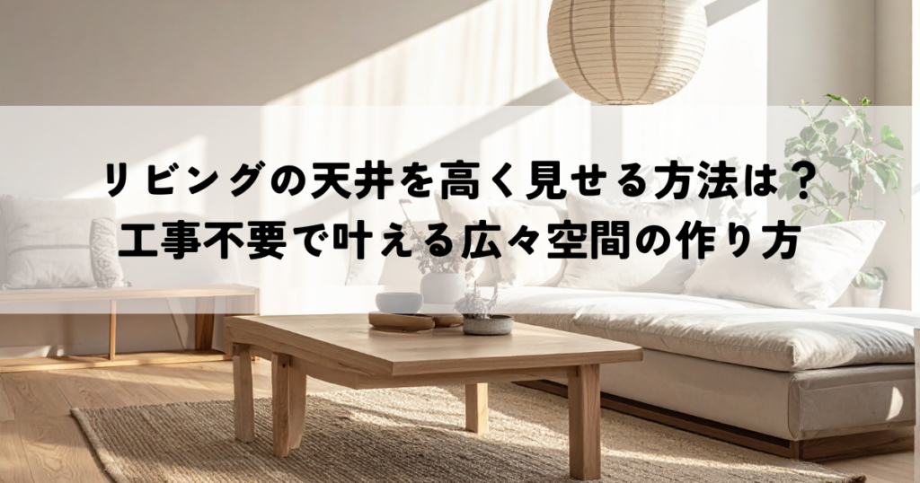 リビングの天井を高く見せる方法は？工事不要で叶える広々空間の作り方