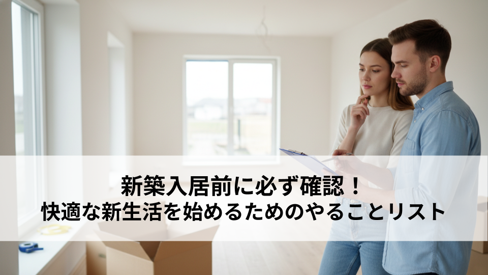 新築入居前に必ず確認！快適な新生活を始めるためのやることリスト